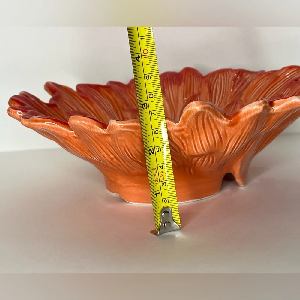 Anthropologie Ceramic Floral Bowl Made In Italy By Ceramiche Virginia RARE